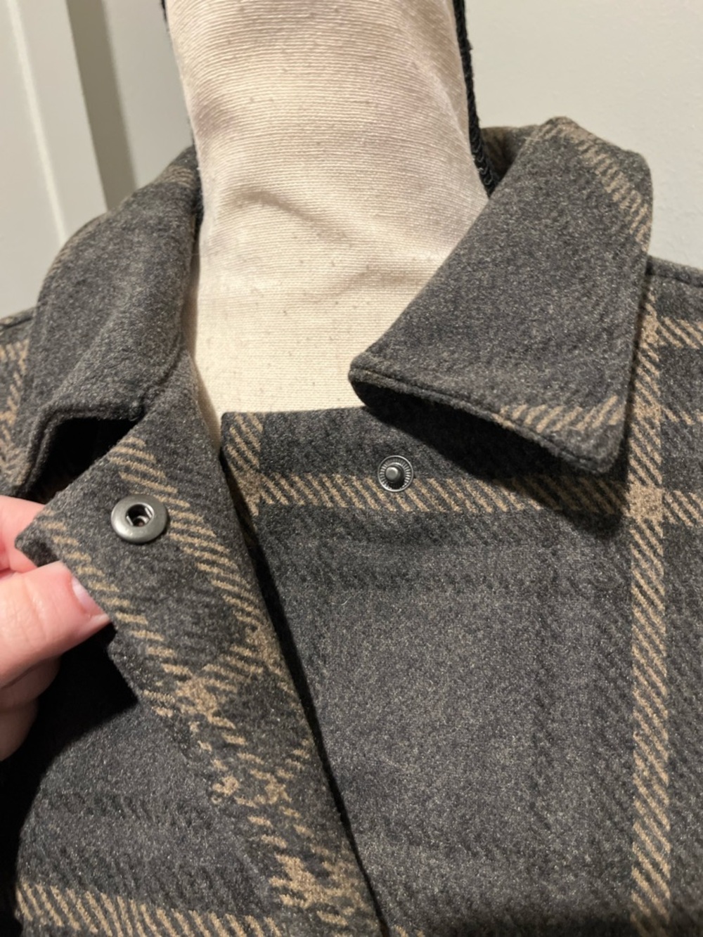 Banana Republic Gray Plaid Peacoat - Picture 3 of 7